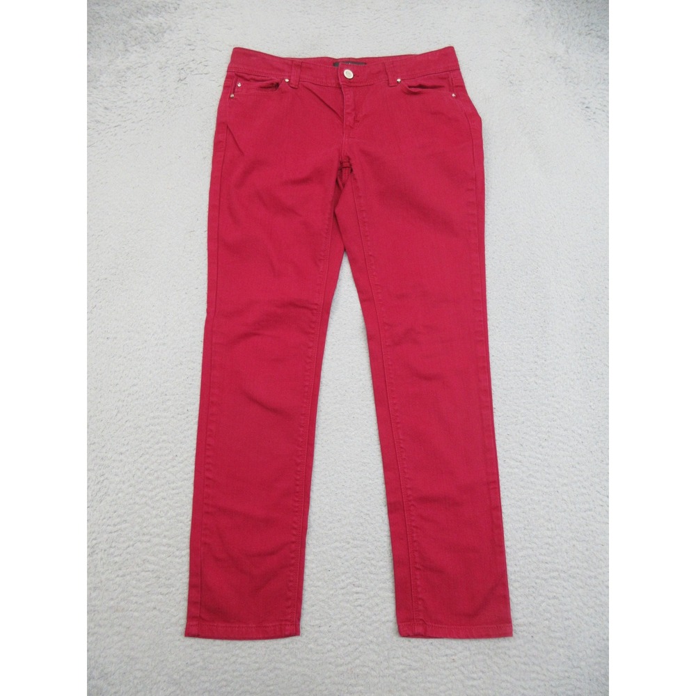 White House Black Market Blanc Jeans Women 4 Red Straight Leg Preppy Polished